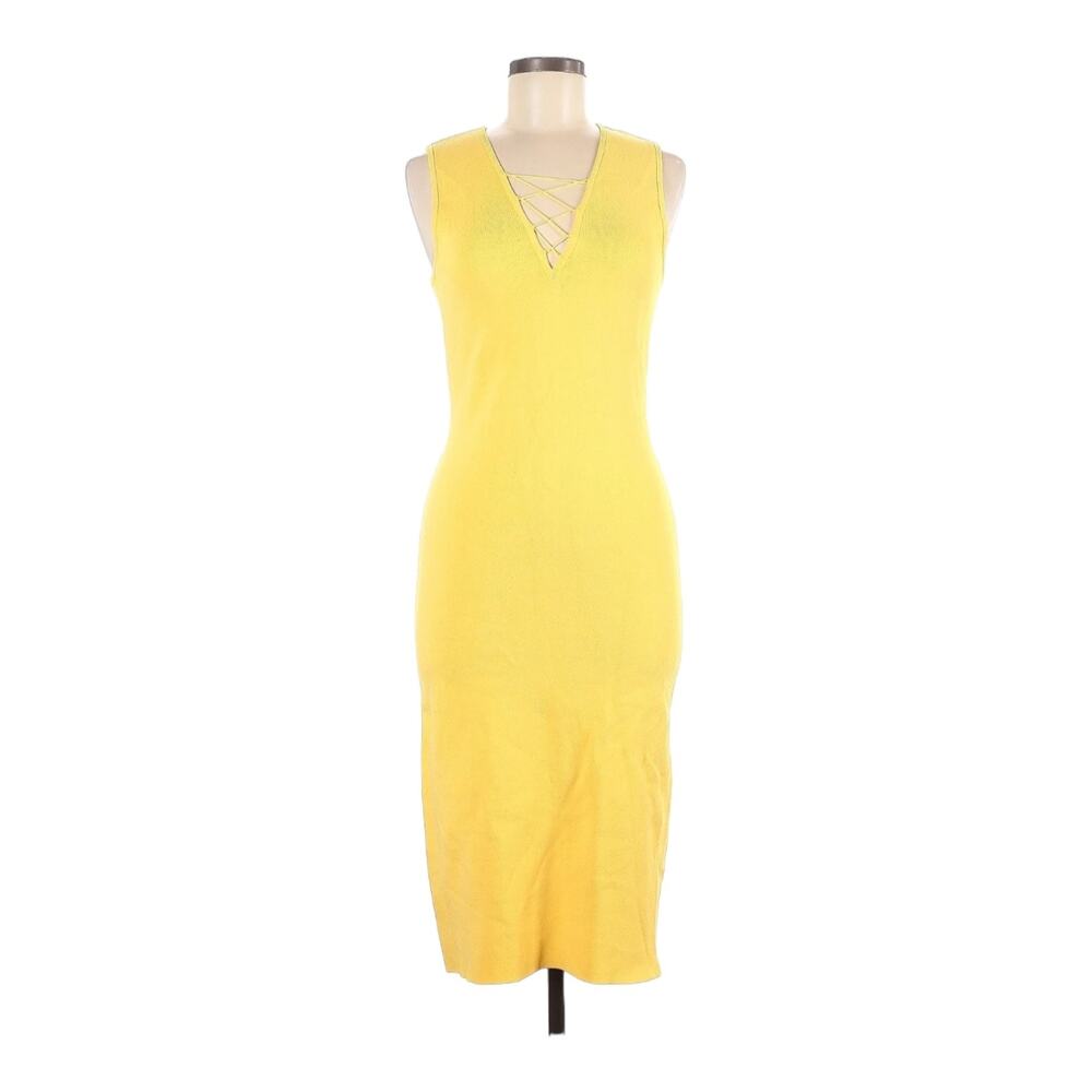 NWT NY & Company 7th Avenue Yellow summer sleeveless Sweater Dress Size Large
